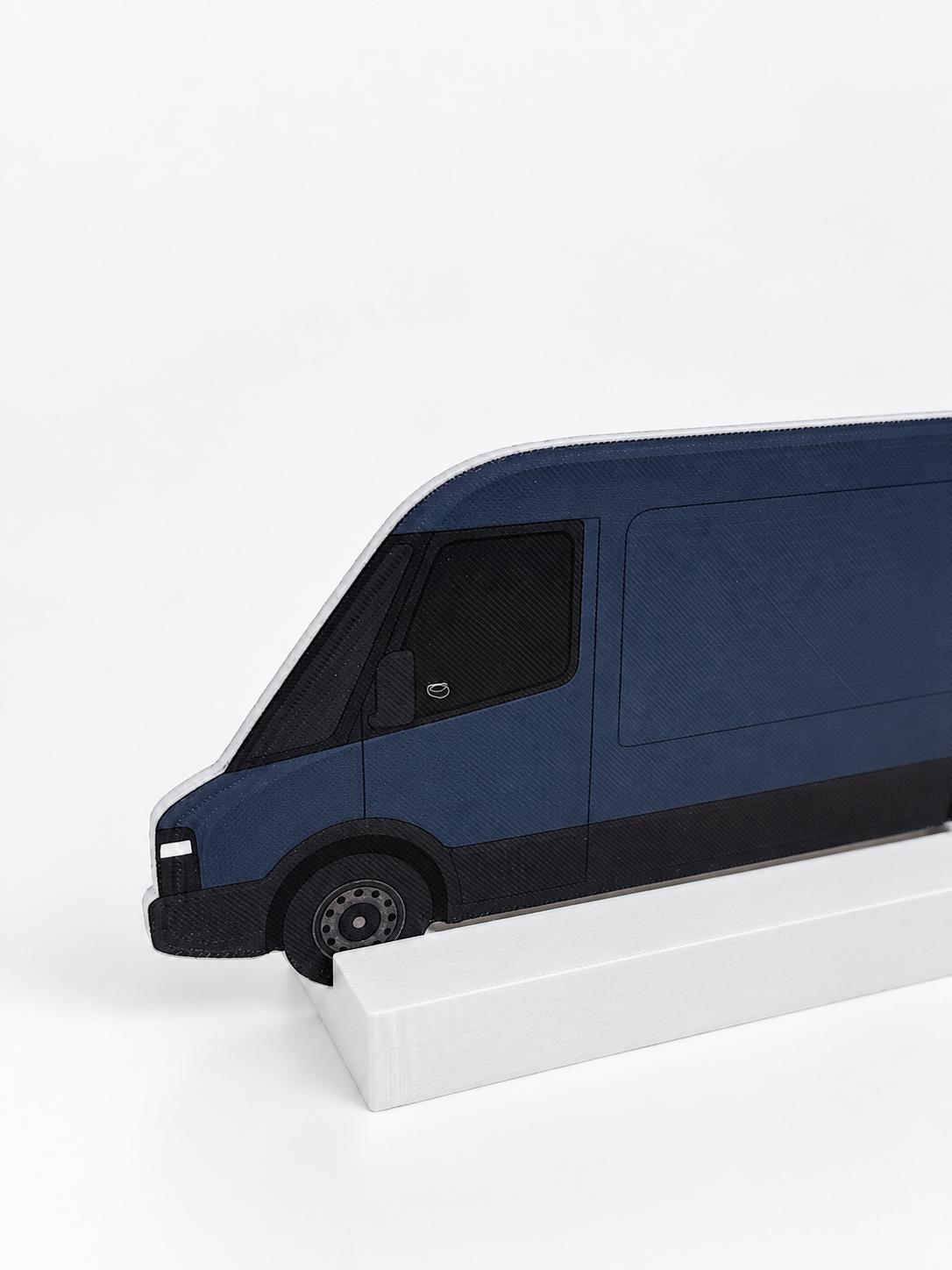 Graffiti Practice Electric Delivery Van, 3D Printed Blue Van, Paintable with Acrylic Markers, Urban Art Collectible, 20x10 cm