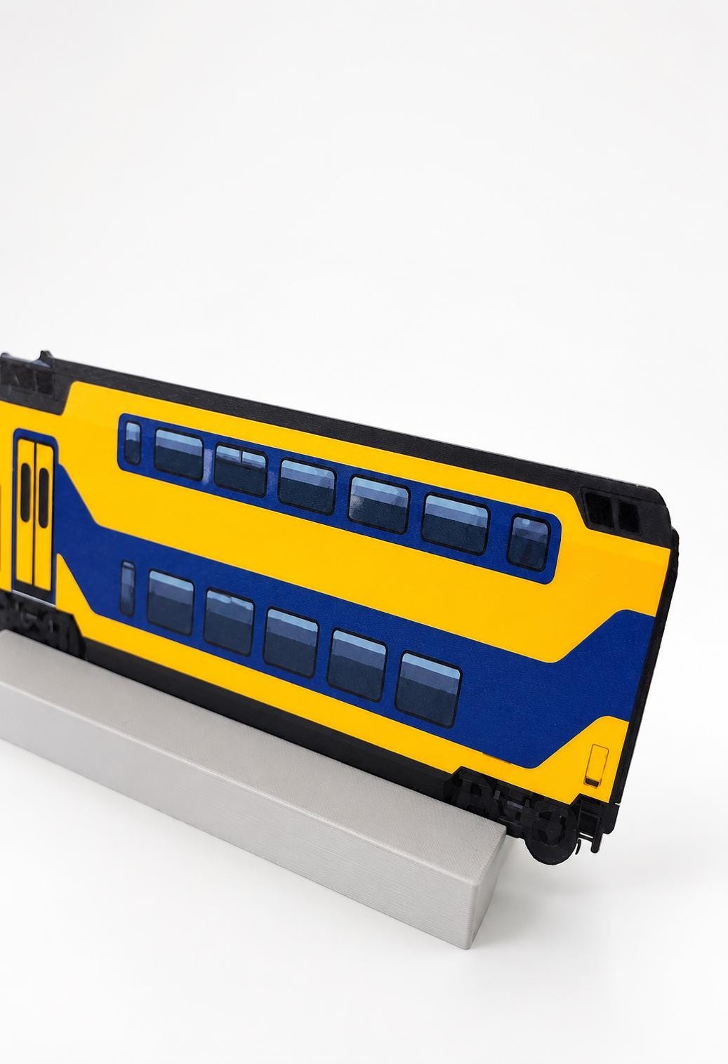 Dutch Intercity Double Decker Graffiti Practice Train, 3D Printed Passenger Train, Paintable with Acrylic Markers, Rail Art Collectible