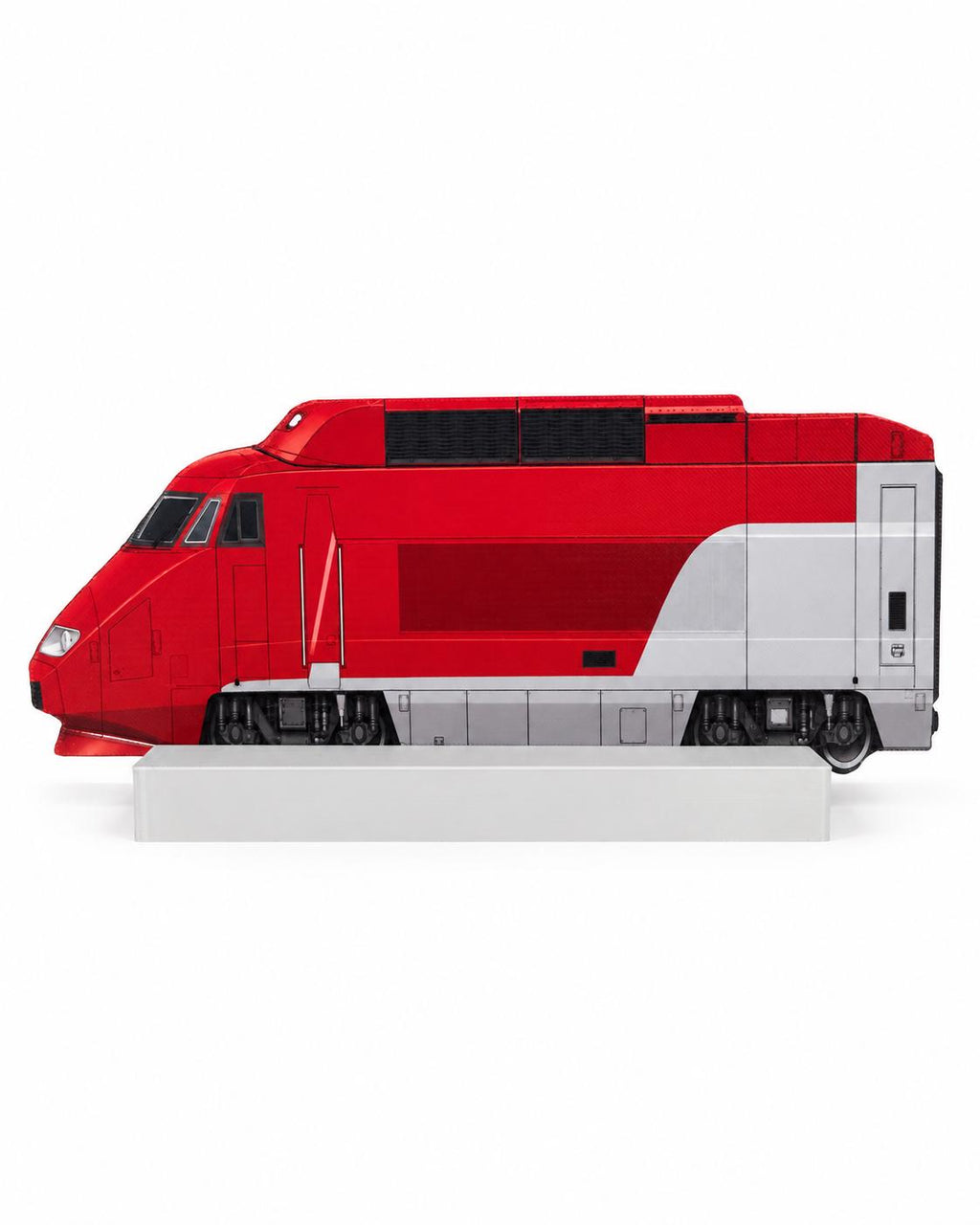 Classic Red European High-Speed Graffiti Practice Train, 3D Printed Rail Model, Paintable with Acrylic Markers, Rail Art, 20x10 cm
