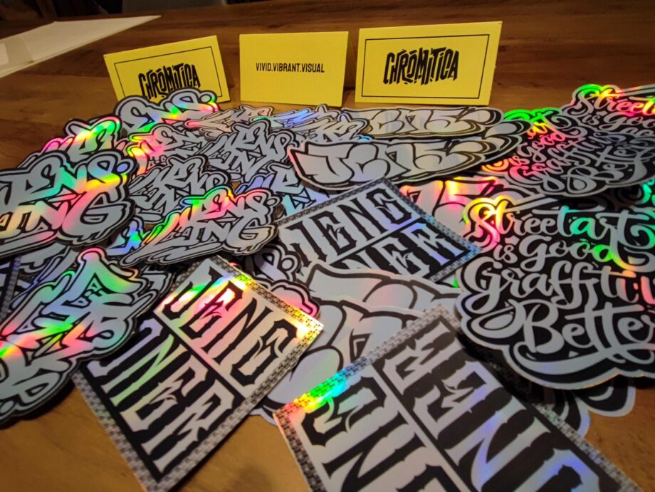 Graffiti und Streetart Sticker Hologram Set 15-teilig, Aufkleber, Urban Art, Street Art, Tags. Für Laptop, Skateboard geeignet