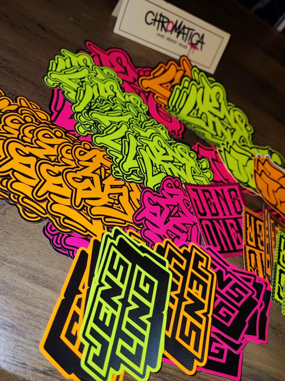 Neon Graffiti Sticker-Set – Street Art in Neon-Orange, Neon-Gelb & Neon-Pink, 15-teiliges Set