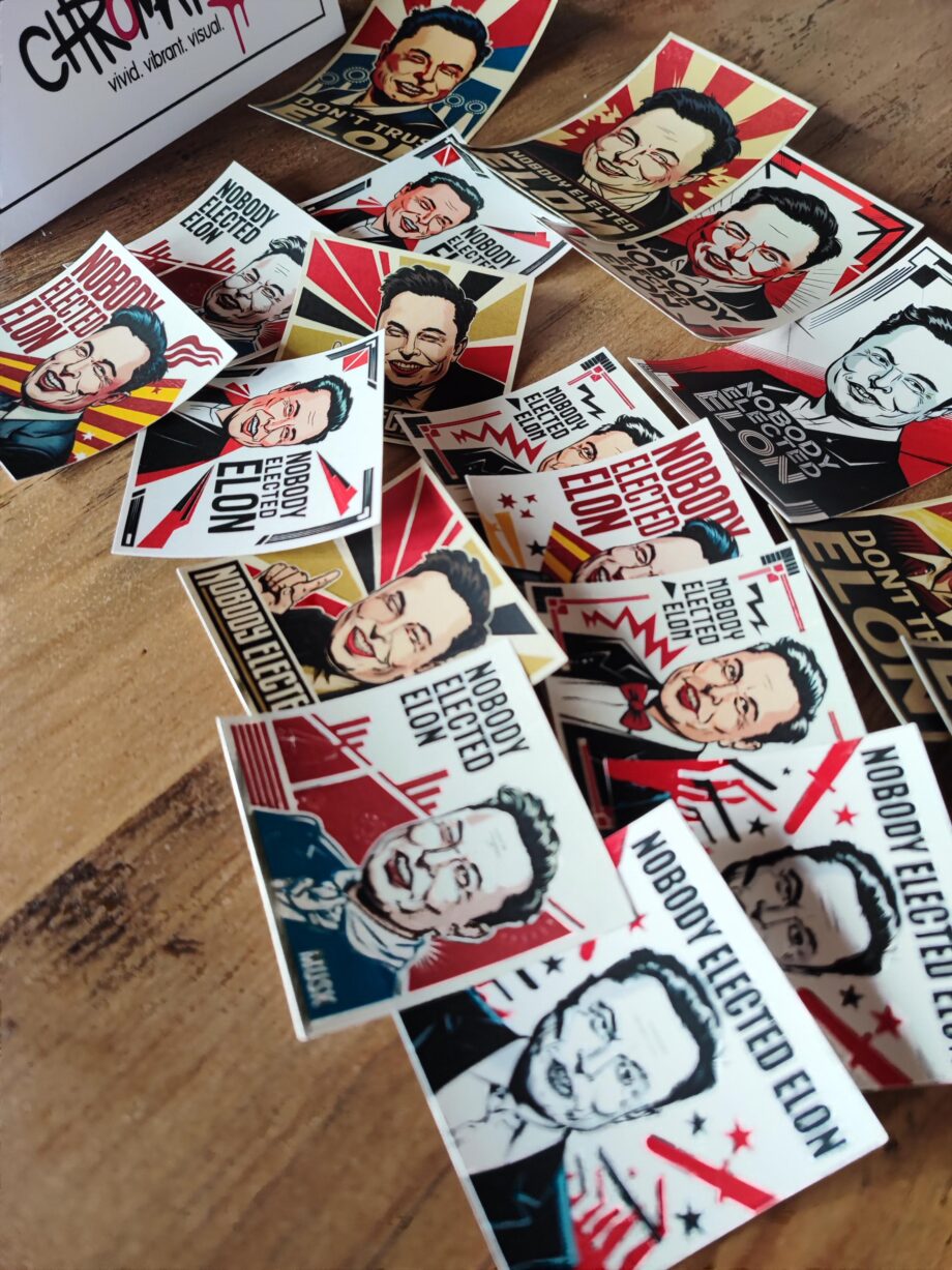 Nobody Elected Elon, Dont Trust Elon – Streetart Sticker Set | 15 Protest Aufkleber gegen Elon Musk!