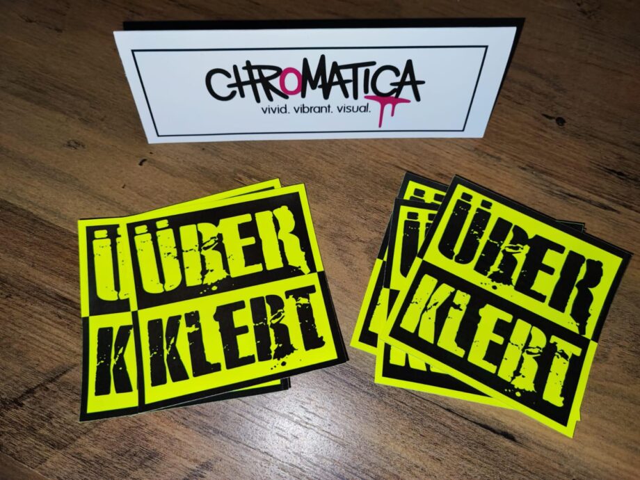 15x ÜBERKLEBT Sticker – große 7,5cm Streetart-Aufkleber | wetterfest | Neon & klassisch | Revier markieren | Protest Design