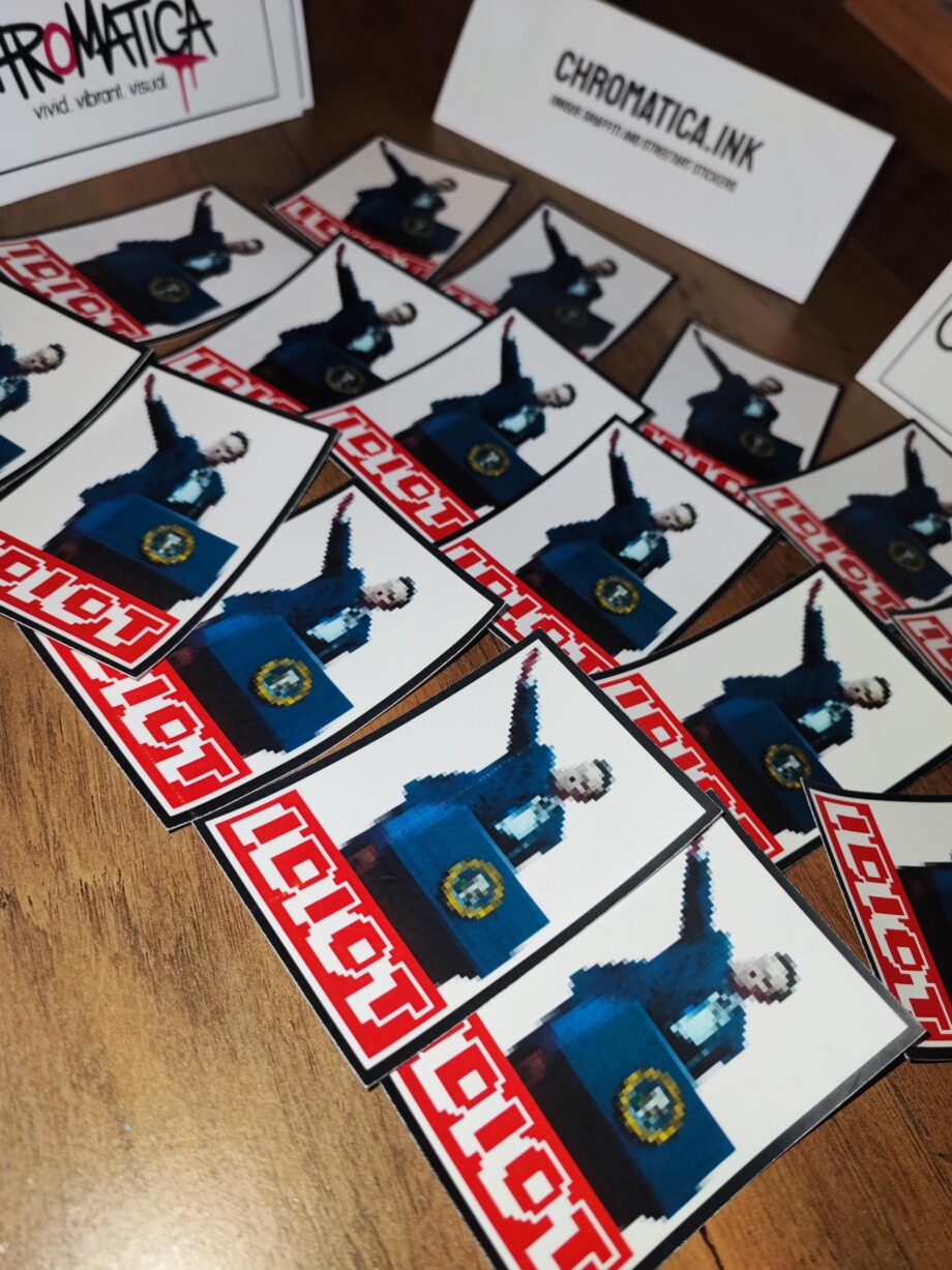 Pixelart Protest Sticker – 15er Set | Kultiger Streetart Look | Wetterfest & satirisch | Parodie Tech-Mogul Motiv 8x5 cm