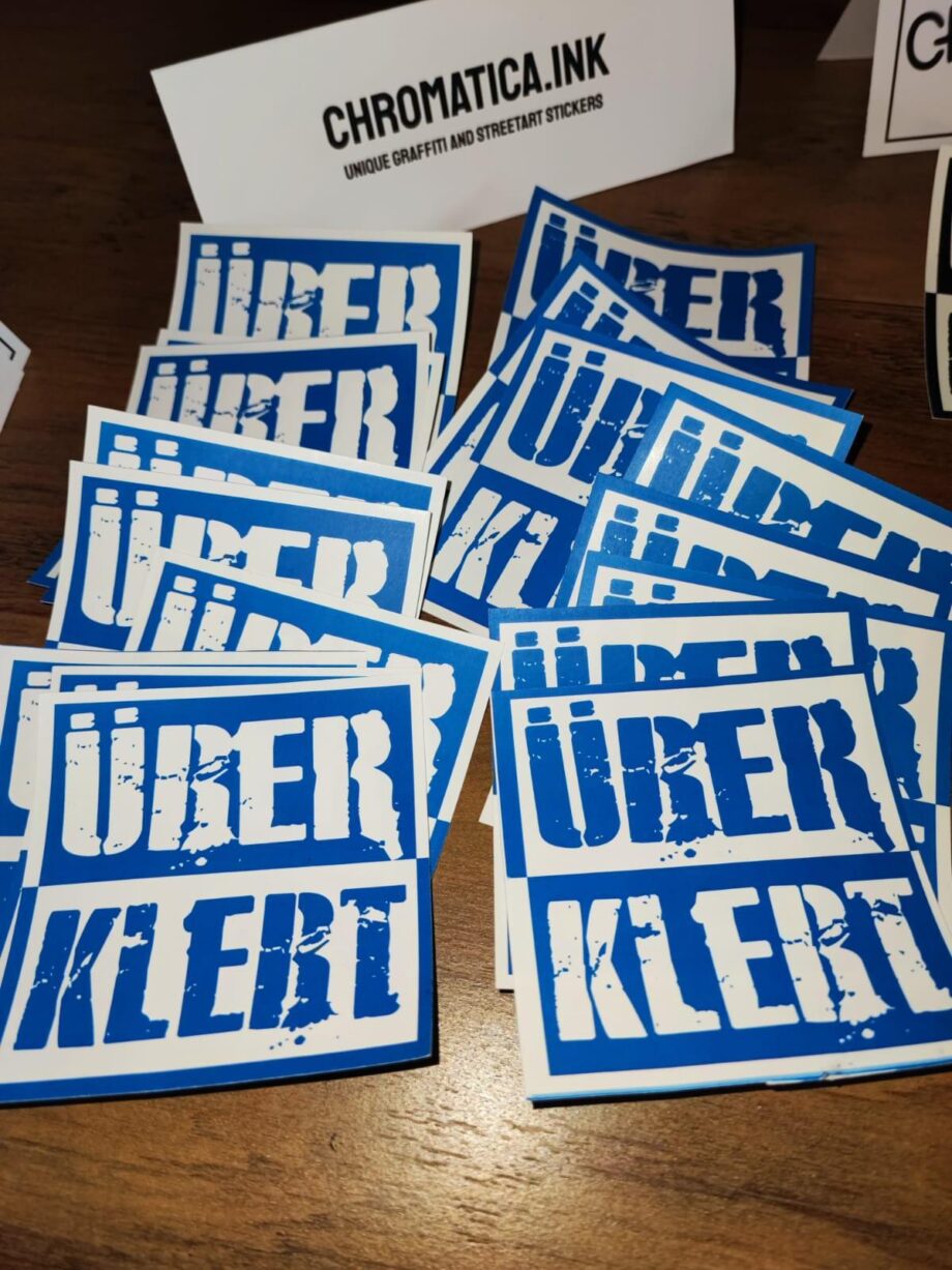 15x ÜBERKLEBT Sticker – große 7,5cm Streetart-Aufkleber | wetterfest | Neon & klassisch | Revier markieren | Protest Design