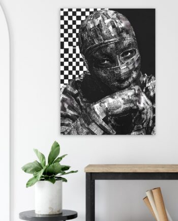 Graffiti Sprayer Porträt – Männlicher Streetart Kunstdruck | Urban Art Poster | Schwarz-Weiß Halftone Print | Moderne Wandkunst