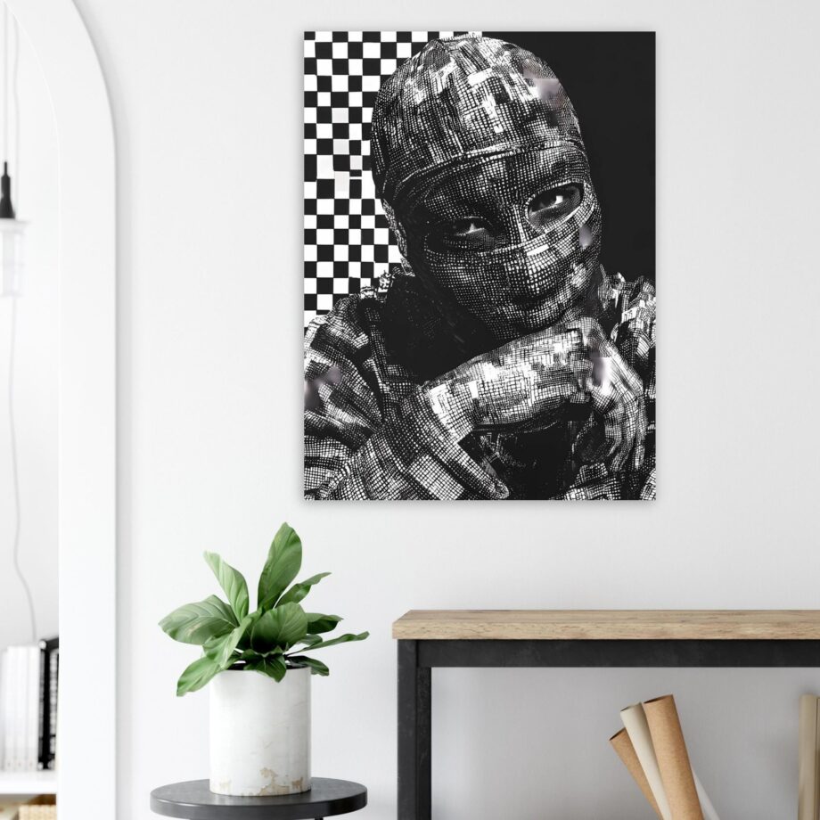 Graffiti Sprayer Porträt – Männlicher Streetart Kunstdruck | Urban Art Poster | Schwarz-Weiß Halftone Print | Moderne Wandkunst