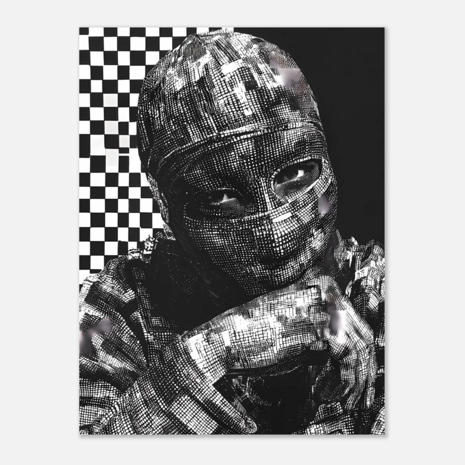 Graffiti Sprayer Porträt – Männlicher Streetart Kunstdruck | Urban Art Poster | Schwarz-Weiß Halftone Print | Moderne Wandkunst