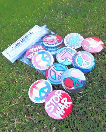 Friedens-Buttons Set 58mm – 8 Designs | Peace Badges selbstgemacht | Anti-Krieg Accessoire | Statement Anstecker Handmade