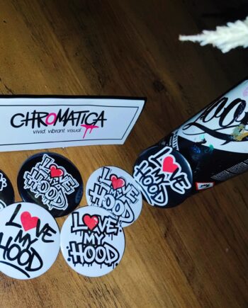 LOVE MY HOOD Button Set – Streetart Anstecker 58mm | Graffiti Badge im Hip-Hop Style | Statement Accessoire | Handmade