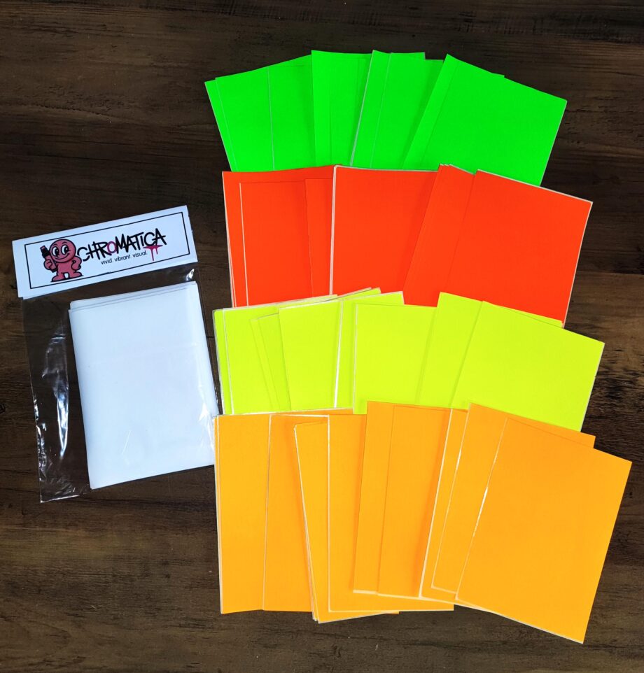 20x Neon Sticker Papier A7 – Super Permanent Haftend | Neon Gelb, Grün, Rot, Orange | DIY Graffiti & Streetart Sticker Blanks
