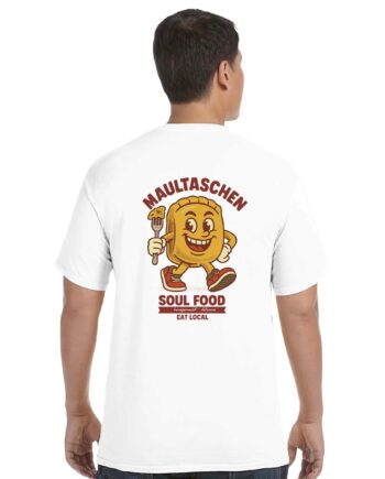 Maultaschen Streetwear T-Shirt – Schwäbisch Soulfood Fashion | Großer Rückendruck Maultaschen – Soul Food – Eat Local | Premium Vintage Look
