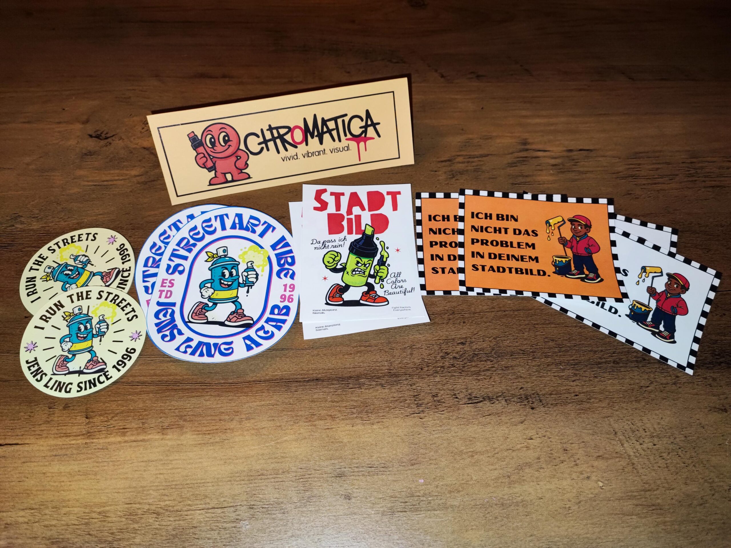 Stadtbild Sticker – Antirassistische Streetart Aufkleber | 20x Political Stickers (5 Designs) | Selfmade & Wetterfest | Vielfalt statt Hass