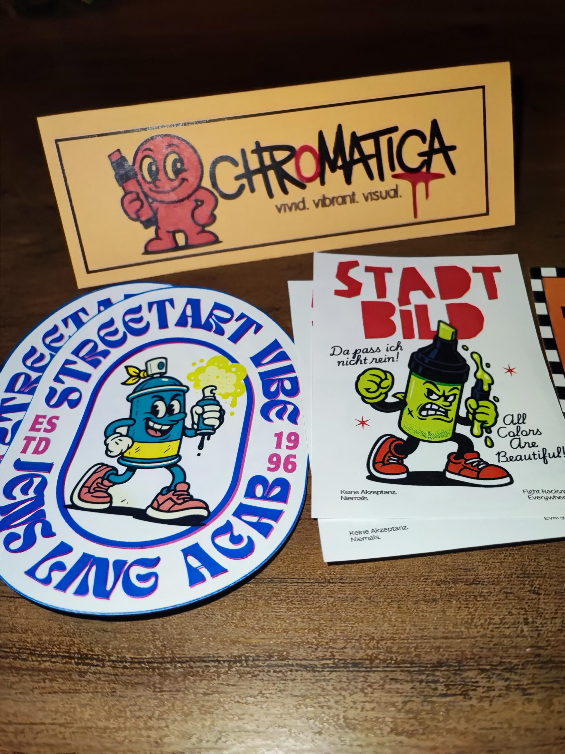 Stadtbild Sticker – Antirassistische Streetart Aufkleber | 20x Political Stickers (5 Designs) | Selfmade & Wetterfest | Vielfalt statt Hass